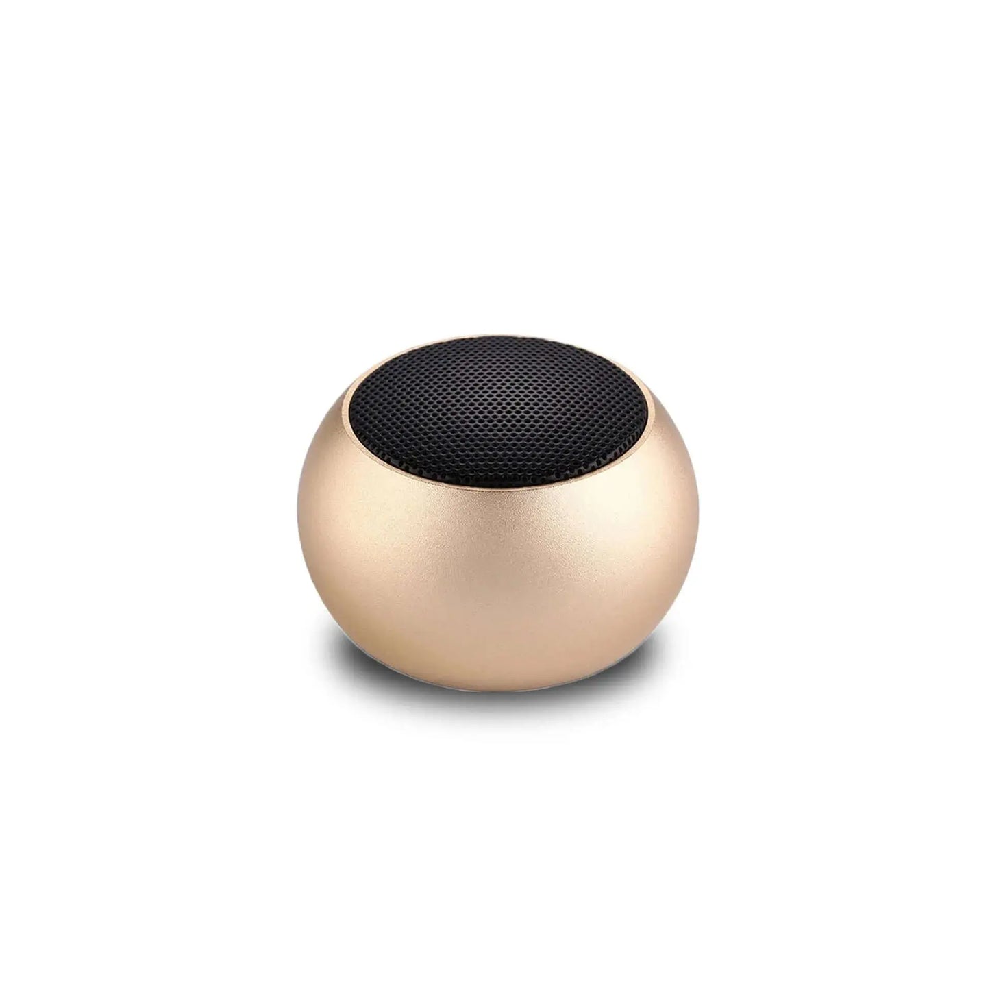 Nevytech Gold outdoor portable mini Bluetooth speaker with black mesh top, 3W power, compatible with Bluetooth 5.0, perfect for on-the-go use.
