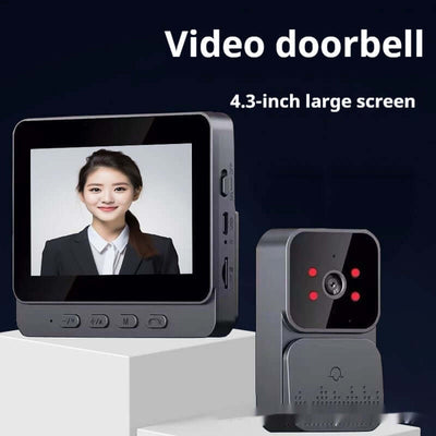 Smart Punch-free Wireless Camera Visual Door with 4.3-inch screen, showcasing video doorbell functionality.