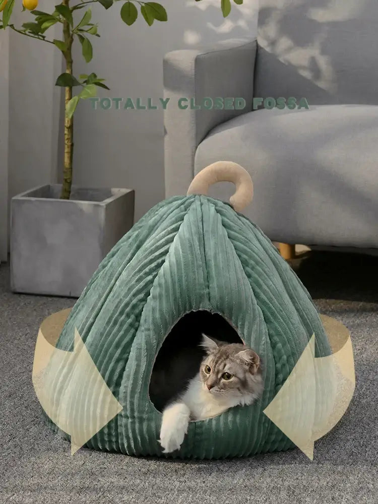 Hot Selling Warm Cat Bed – Cozy Pet Basket, Washable Tent Cave House with Cushion for Kittens and Small Dogs