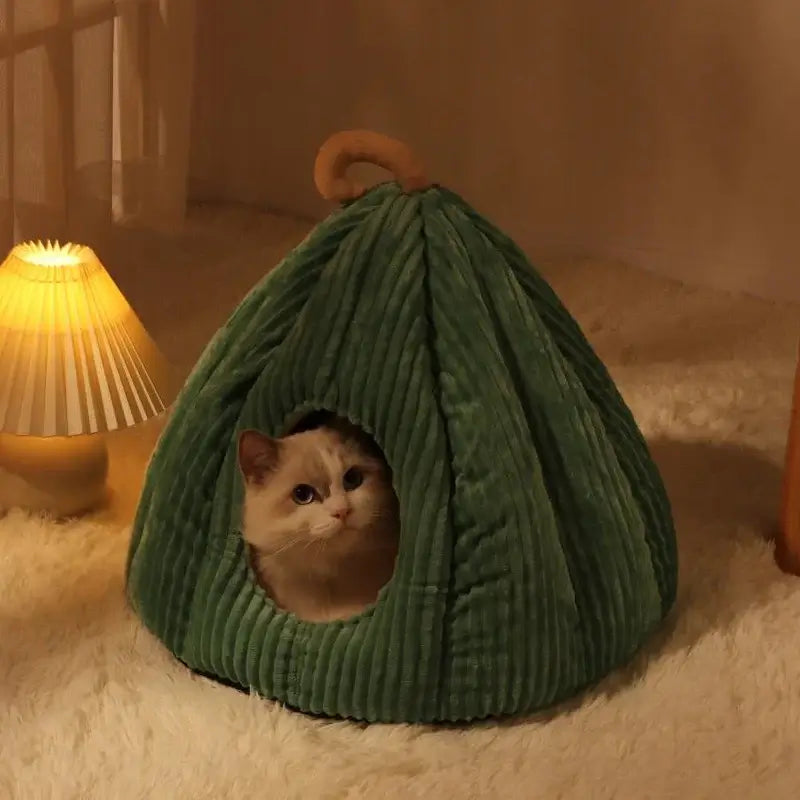 Hot Selling Warm Cat Bed – Cozy Pet Basket, Washable Tent Cave House with Cushion for Kittens and Small Dogs