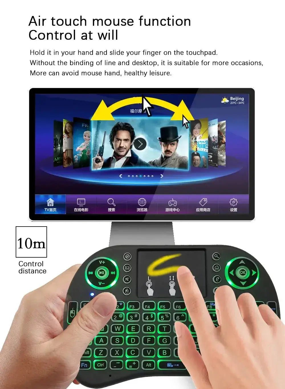 Nevytech View details for 2.4G Air Mouse with Touchpad i8 Backlit Mini Wireless Keyboard – Arabic, French, Spanish, Russian – for PC and Android TV Box