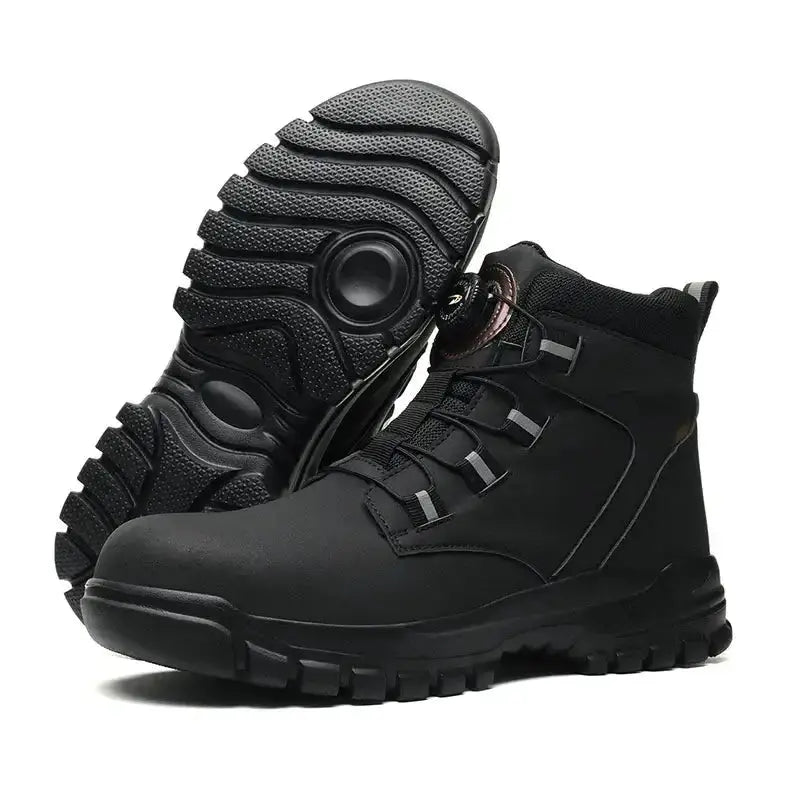 Nevytech men’s steel toe safety shoes provide waterproof protection, anti-slip grip, and durable comfort—perfect for construction and heavy-duty work