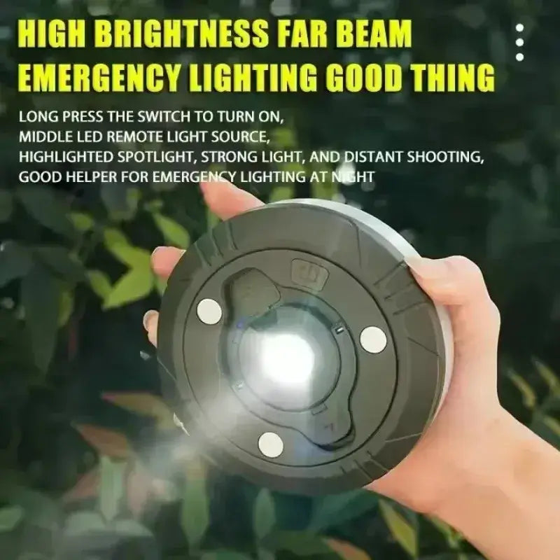 High brightness emergency LED flashlight with spotlight function for night use.