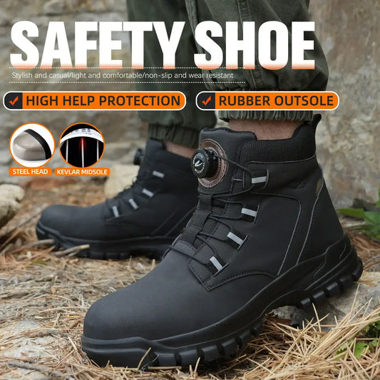 Nevytech men’s steel toe safety shoes provide waterproof protection, anti-slip grip, and durable comfort—perfect for construction and heavy-duty work