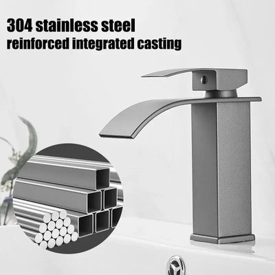 304 stainless steel bathroom sink faucet with a modern design, featuring integrated casting for durability and style.