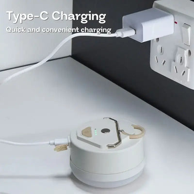 USB Type-C charging of a mini LED lantern for quick and convenient recharging.