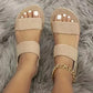 Nevytech Women’s Wedge Sandals Open Toe Platform Shoes in beige with stylish ankle bracelet