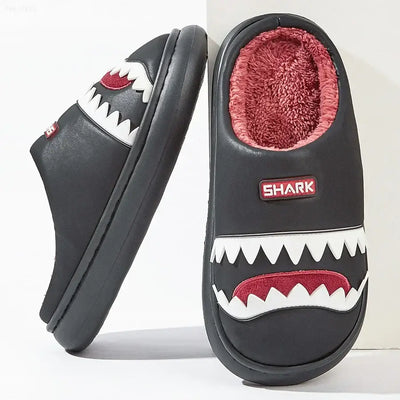 Cute platform men's house slippers, imitation leather, furry comfy memory foam, soft non-slip couple shoes, warm winter slippers.