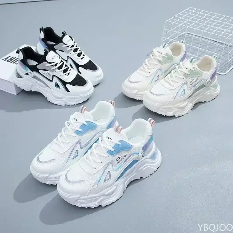 2025 women's green platform sneakers – casual trainers with flat sole, chunky style ladies shoes