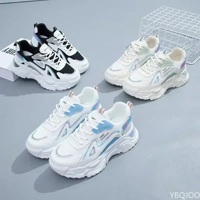 2025 women's green platform sneakers – casual trainers with flat sole, chunky style ladies shoes