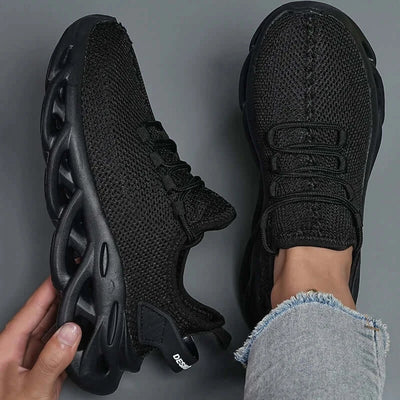 Men's casual sport shoes – breathable lightweight mesh sneakers, black outdoor running, athletic jogging, and walking shoes