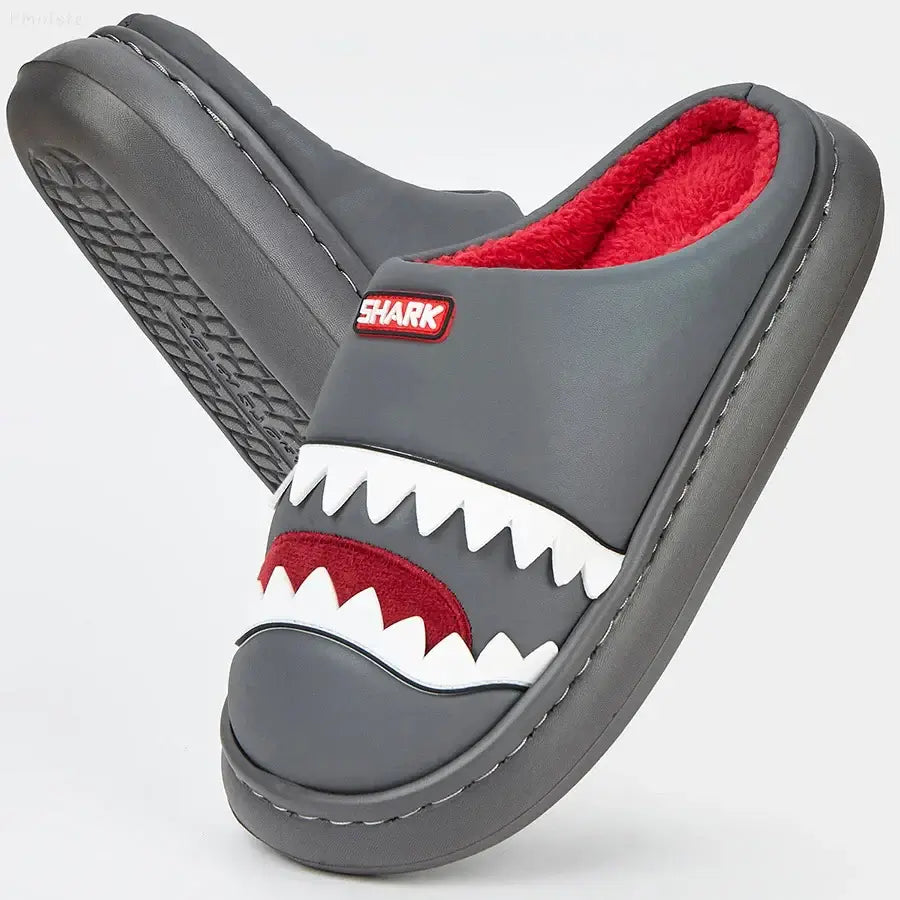 Cute platform men's house slippers, imitation leather, furry comfy memory foam, soft non-slip couple shoes, warm winter slippers.