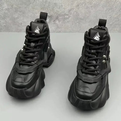 Men's luxury casual platform sneakers – breathable high-top, height-increasing comfortable boots