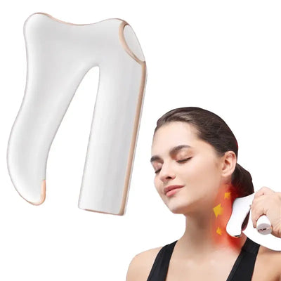 Electric fascial knife massager for neck and facial relaxation, promoting muscle relief and skin tightening.