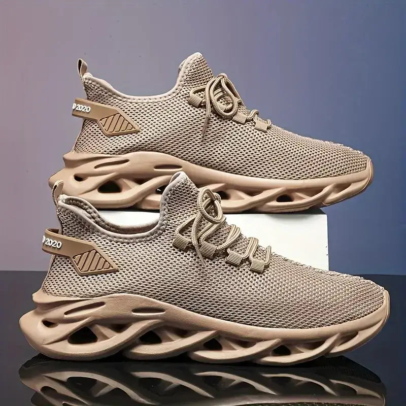 Men's casual sport shoes – breathable lightweight mesh sneakers, black outdoor running, athletic jogging, and walking shoes