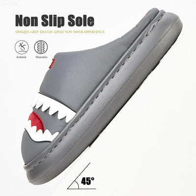 Cute platform men's house slippers, imitation leather, furry comfy memory foam, soft non-slip couple shoes, warm winter slippers.