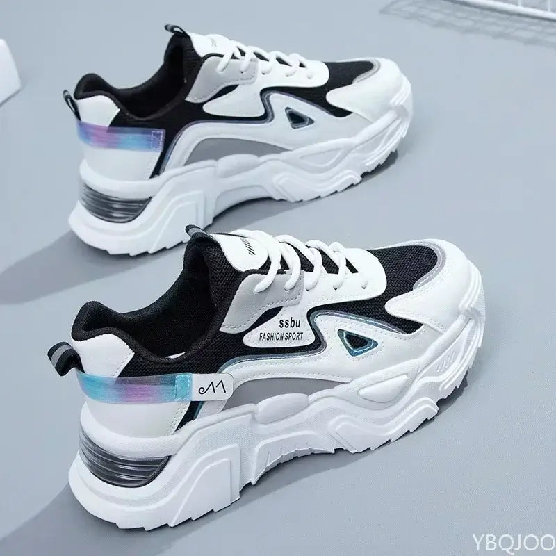 2025 women's green platform sneakers – casual trainers with flat sole, chunky style ladies shoes