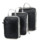 Nevytech Foldable Compressible Packing Cubes in various sizes with measurements for travel organization.