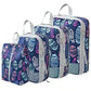 Nevytech 4Pcs Compression Storage Bags Set with colorful patterns for organization and travel.