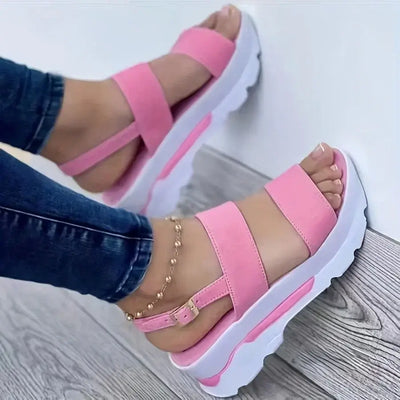 Women's open toe summer sandals – non-slip durable wedges with buckle, casual slippers zapatos de mujer footwear.