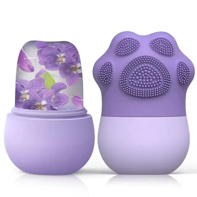 Face Beauty Ice Roller with Cosmetic Brush, Scrubber Mat Pad – Facial Massage Tool to Reduce Eye Puffiness and Clean Skin