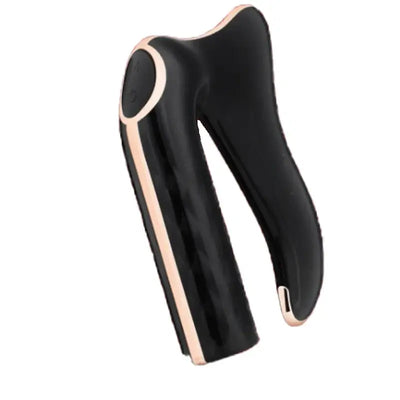 Electric fascial knife for deep muscle relaxation and facial massage in sleek black and rose gold design.