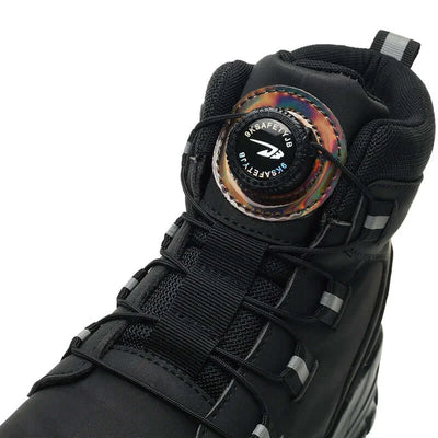Rotating button men's work safety shoes – waterproof, anti-puncture sneakers with steel toe, non-slip tactical boot