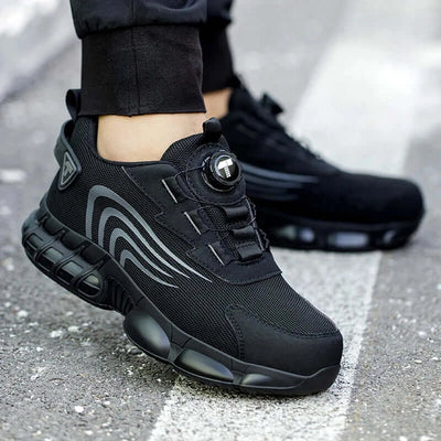 Rotary button men's safety shoes – anti-impact, anti-piercing work shoes, fashionable and protective sports footwear.