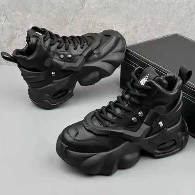 Men's luxury casual platform sneakers – breathable high-top, height-increasing comfortable boots