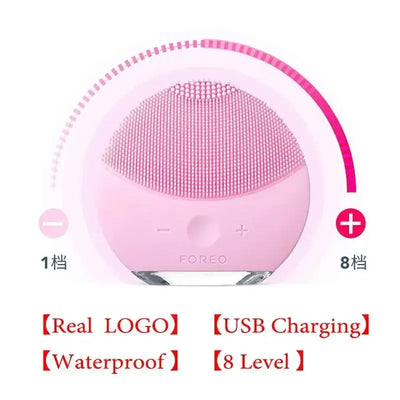 Luna Mini 2 Silicone Facial Cleansing Brush with Foreoing Real Logo – USB Rechargeable, Waterproof, 8 Speed Levels