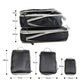 Nevytech Foldable Compressible Packing Cubes in various sizes with measurements for travel organization.