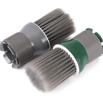 Barbertop hair dryer brush set in grey and green; ideal for salon hair cleaning and hairdressing.