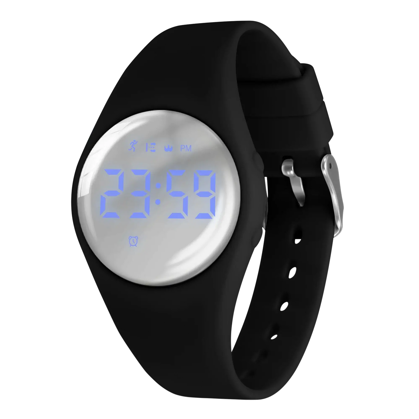 Digital sport watch for kids with blue display and silicone band, perfect fitness tracker for boys and girls.