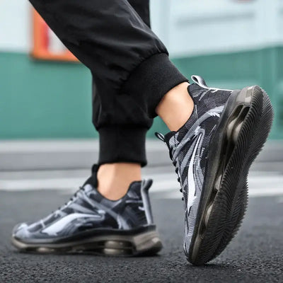 Men's fashion basketball shoes with air cushions – breathable, non-slip, shock-absorbing footwear for outdoor sports and activities