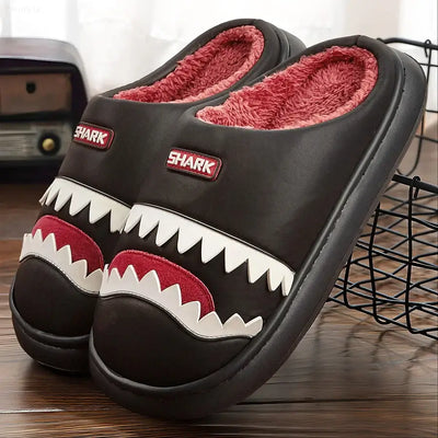 Cute platform men's house slippers, imitation leather, furry comfy memory foam, soft non-slip couple shoes, warm winter slippers.