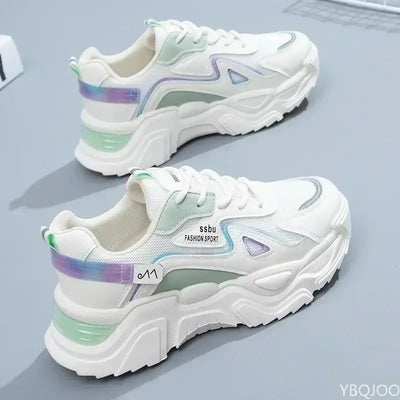 2025 women's green platform sneakers – casual trainers with flat sole, chunky style ladies shoes