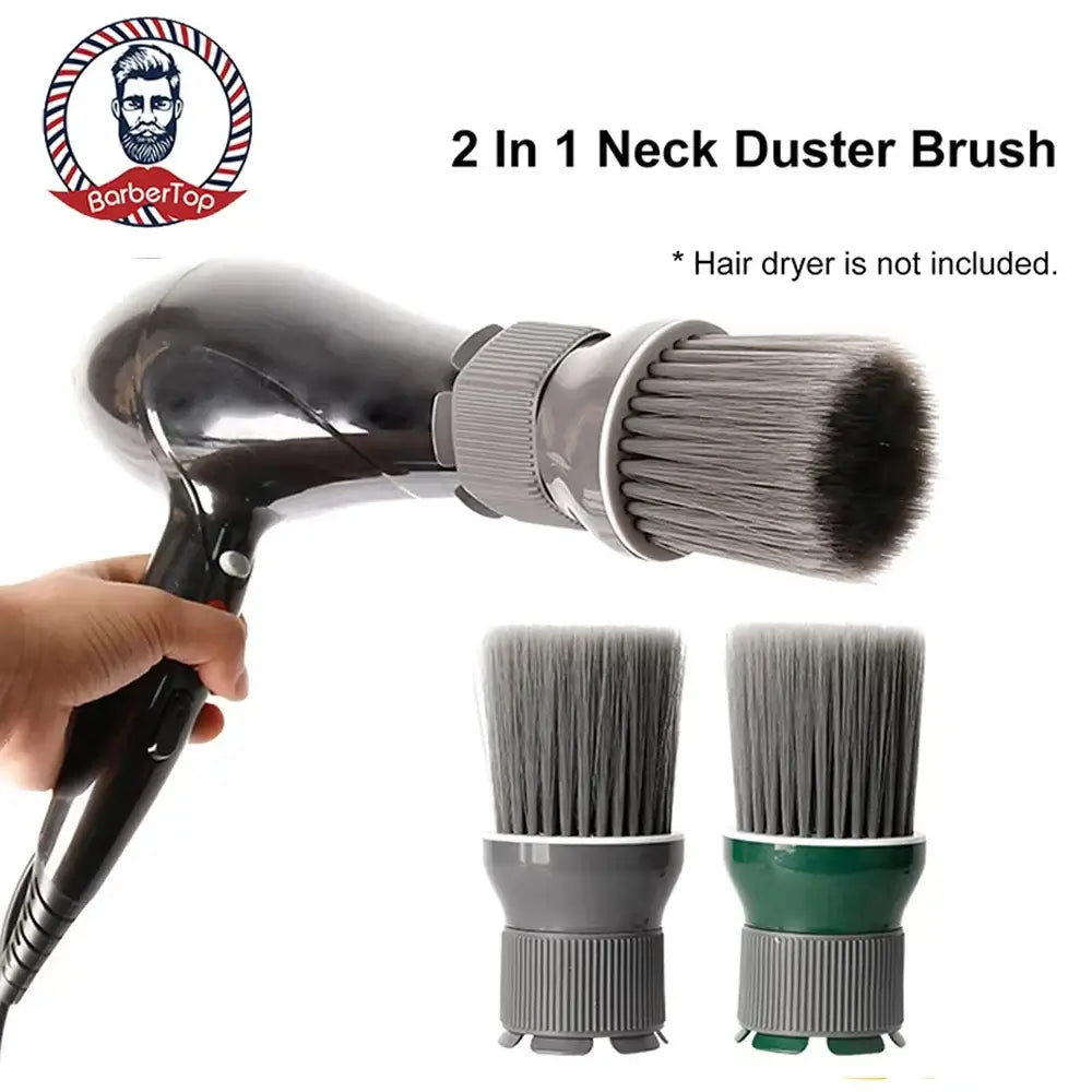 BarberTop 2 in 1 Neck Duster Brush and Hair Dryer for salon use; effective for cleaning hair during haircuts.