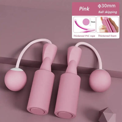 Pink cordless skipping rope with thickened PVC rope and foam handles for fitness training and aerobics.