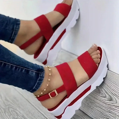 Women's open toe summer sandals – non-slip durable wedges with buckle, casual slippers zapatos de mujer footwear.