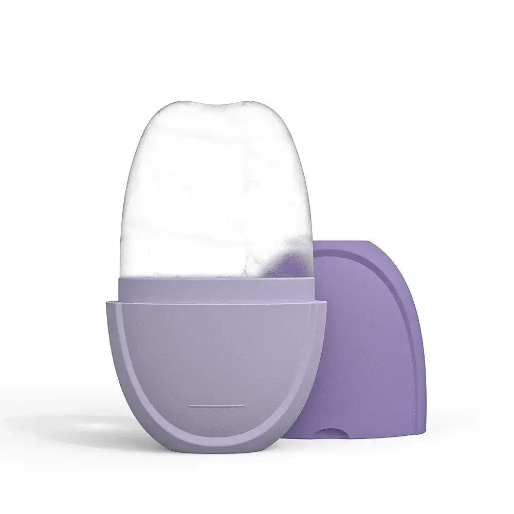 QWC Ice Roller for face and eyes in purple, designed for skincare, reduces puffiness and tightens pores.