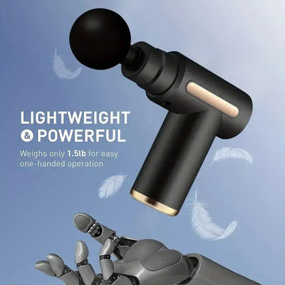 Lightweight and powerful mini massage gun, 1.5lb for easy one-handed use, ideal for relaxing muscles and relieving tension.