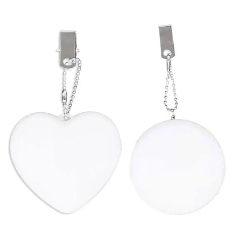 Heart and round white LED light purse charms with chain for handbags, automatic motion activated decorations.