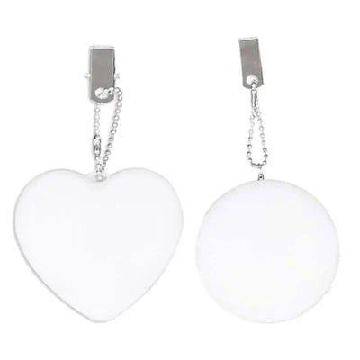 Heart and round white LED light purse charms with chain for handbags, automatic motion activated decorations.