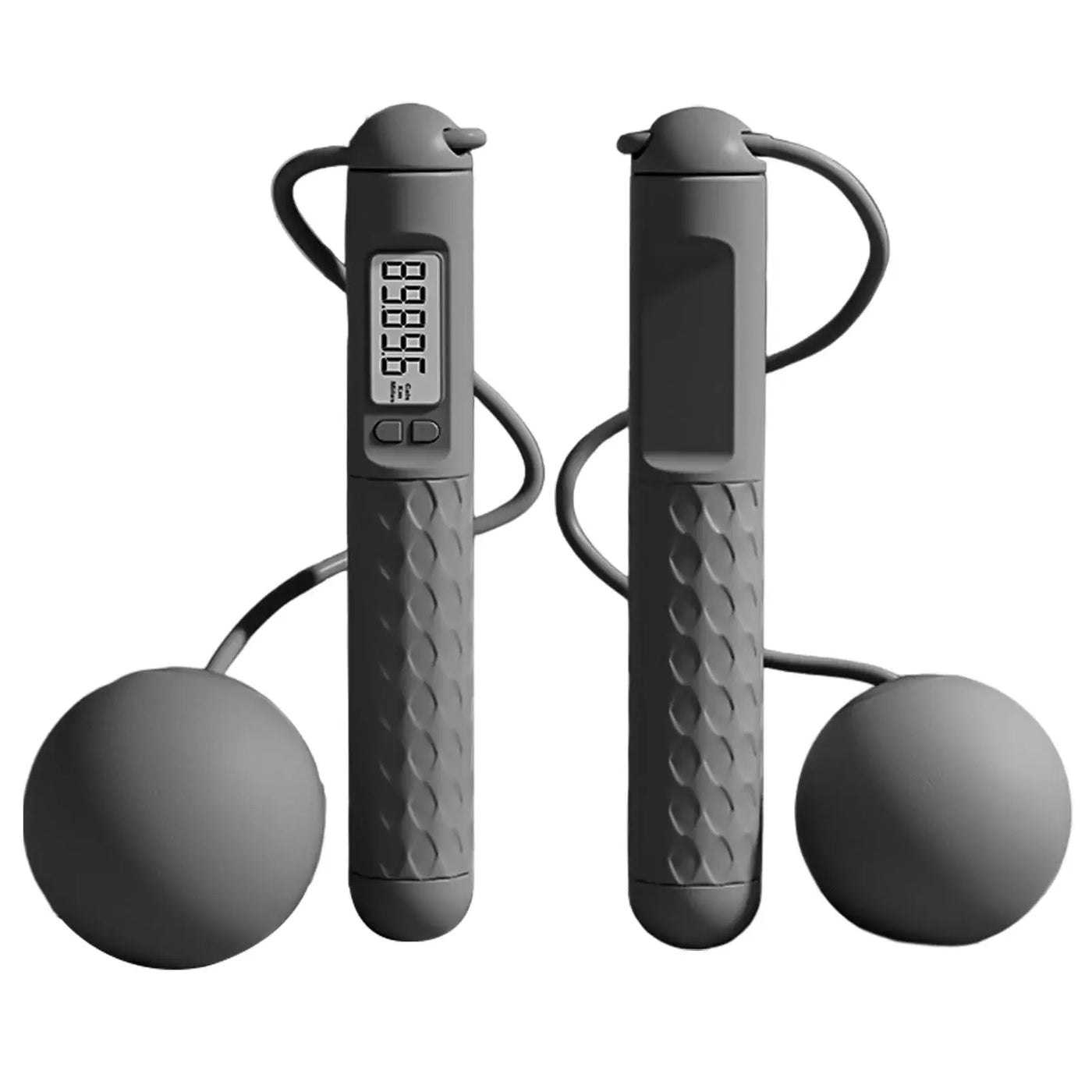 Ropeless jump rope with digital counter and solid grip, designed for indoor fitness and strength training.