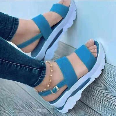 Women's open toe summer sandals – non-slip durable wedges with buckle, casual slippers zapatos de mujer footwear.
