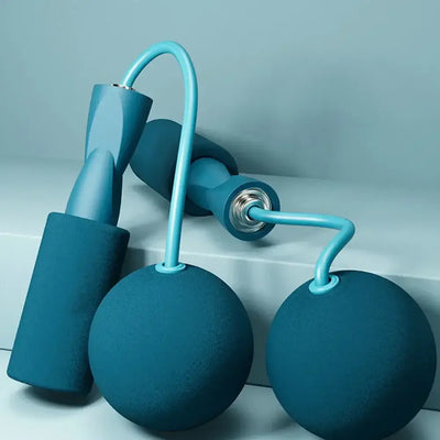Cordless heavy ball skipping rope designed for fitness training, featuring ergonomic handles and soft balls.