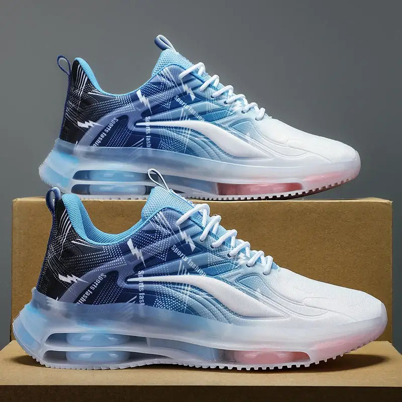 Men's fashion basketball shoes with air cushions – breathable, non-slip, shock-absorbing footwear for outdoor sports and activities
