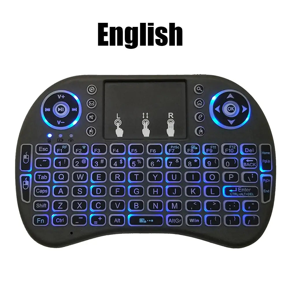 View details for 2.4G Air Mouse with Touchpad i8 Backlit Mini Wireless Keyboard – Arabic, French, Spanish, Russian – for PC and Android TV Box