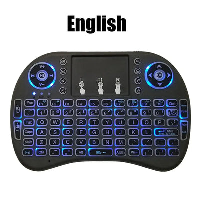 View details for 2.4G Air Mouse with Touchpad i8 Backlit Mini Wireless Keyboard – Arabic, French, Spanish, Russian – for PC and Android TV Box