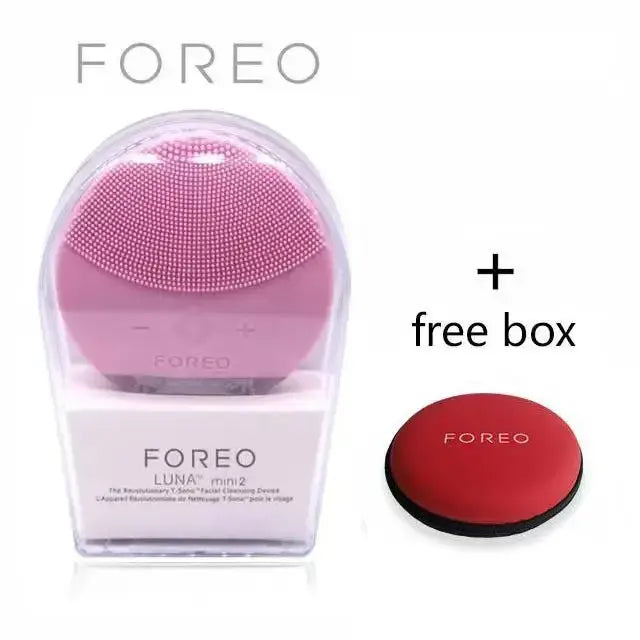 Luna Mini 2 Silicone Facial Cleansing Brush with Foreoing Real Logo – USB Rechargeable, Waterproof, 8 Speed Levels